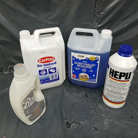 4x assorted house hold items to include toilet cleaner, laundry liquid and de-ionised water 