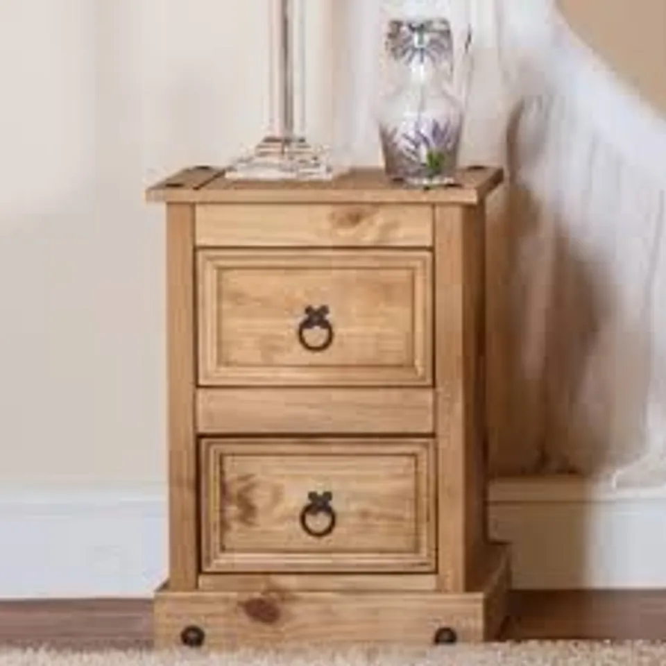 BOXED 2 DRAWER BEDSIDE PETITE - ANTIQUE WAX (1 BOX)