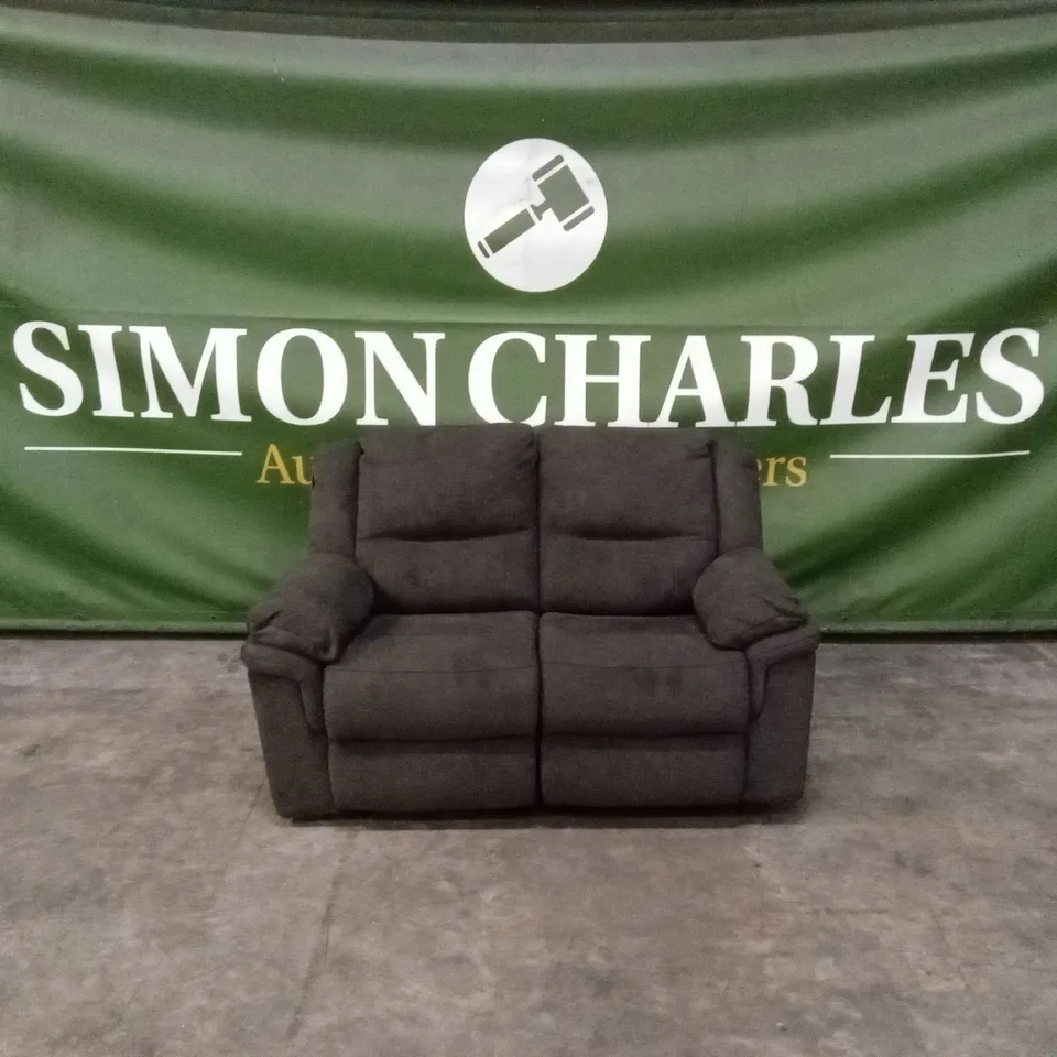 ALBION FABRIC 2 SEATER HIGH BACK MANUAL RECLINER SOFA - CHARCOAL RRP £579
