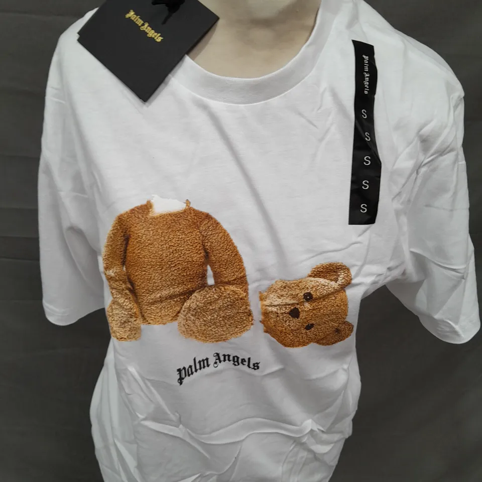 PALM ANGELS WHITE TEDDY BEAR T-SHIRT - SMALL