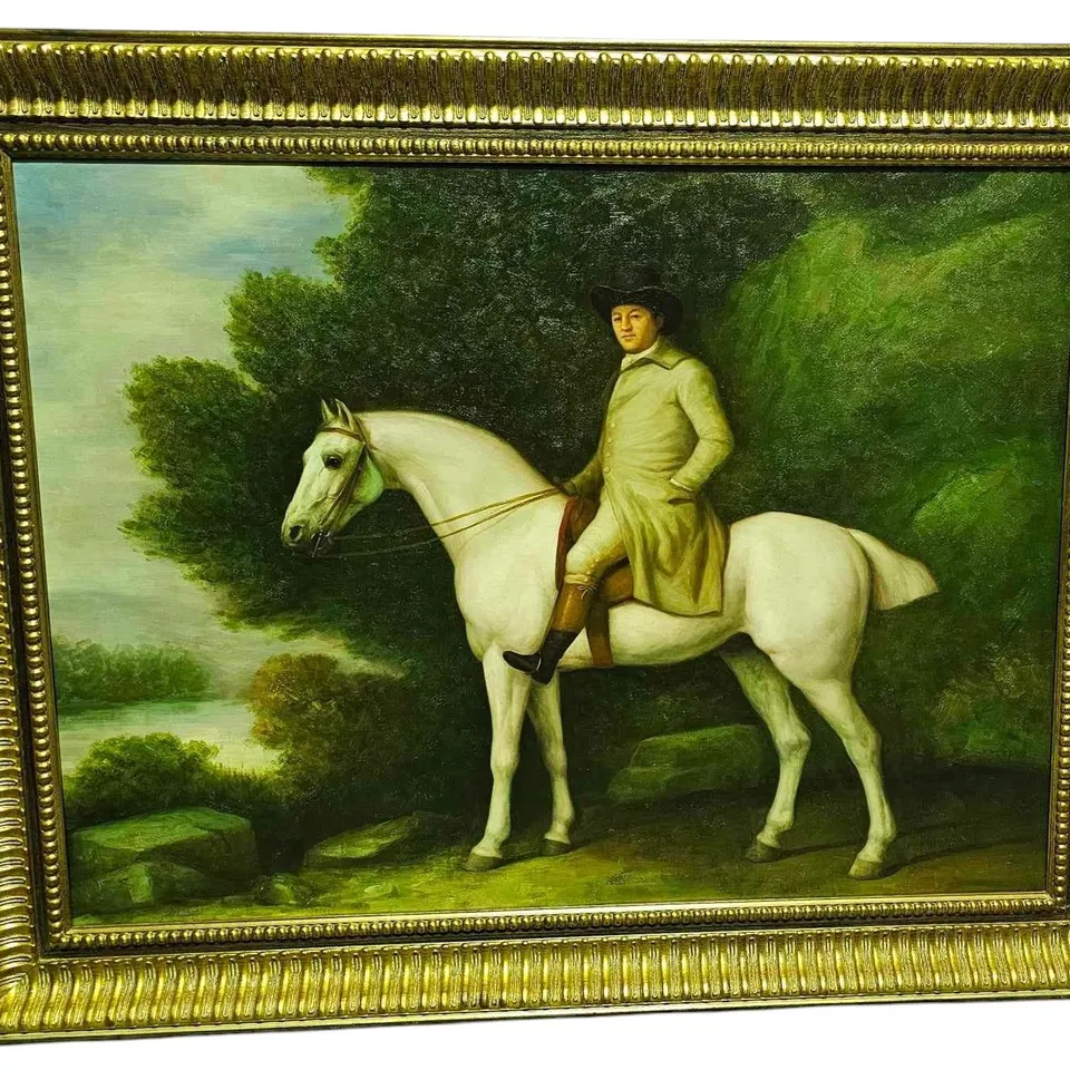 "A GENTLEMAN ON A GREY HUNTER"  17TH CENTURY OIL PAINTING RRP £2900