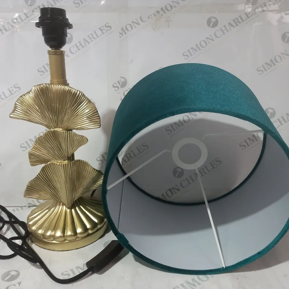 BOXED ALISON CORK GINKGO LAMP WITH VELVET SHADE