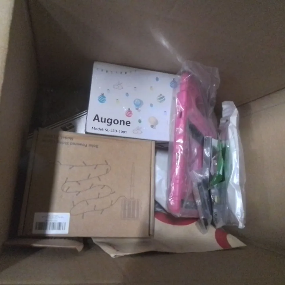 BOX OF ASSORTED ELECTRICAL GOODS TO INCLUDE; MOON NIGHT LIGHT, LEDWALL LAMP, ENERGIZER 4 PACK LED BULBS ETC