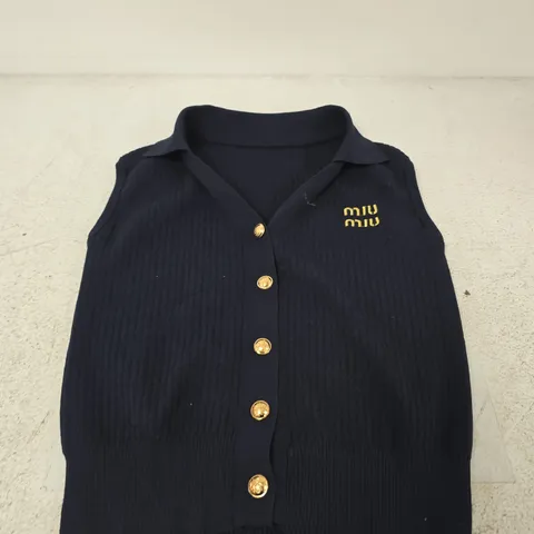 MIU MIU NAVY KNIT POLO VEST β SIZE UNSPECIFIED