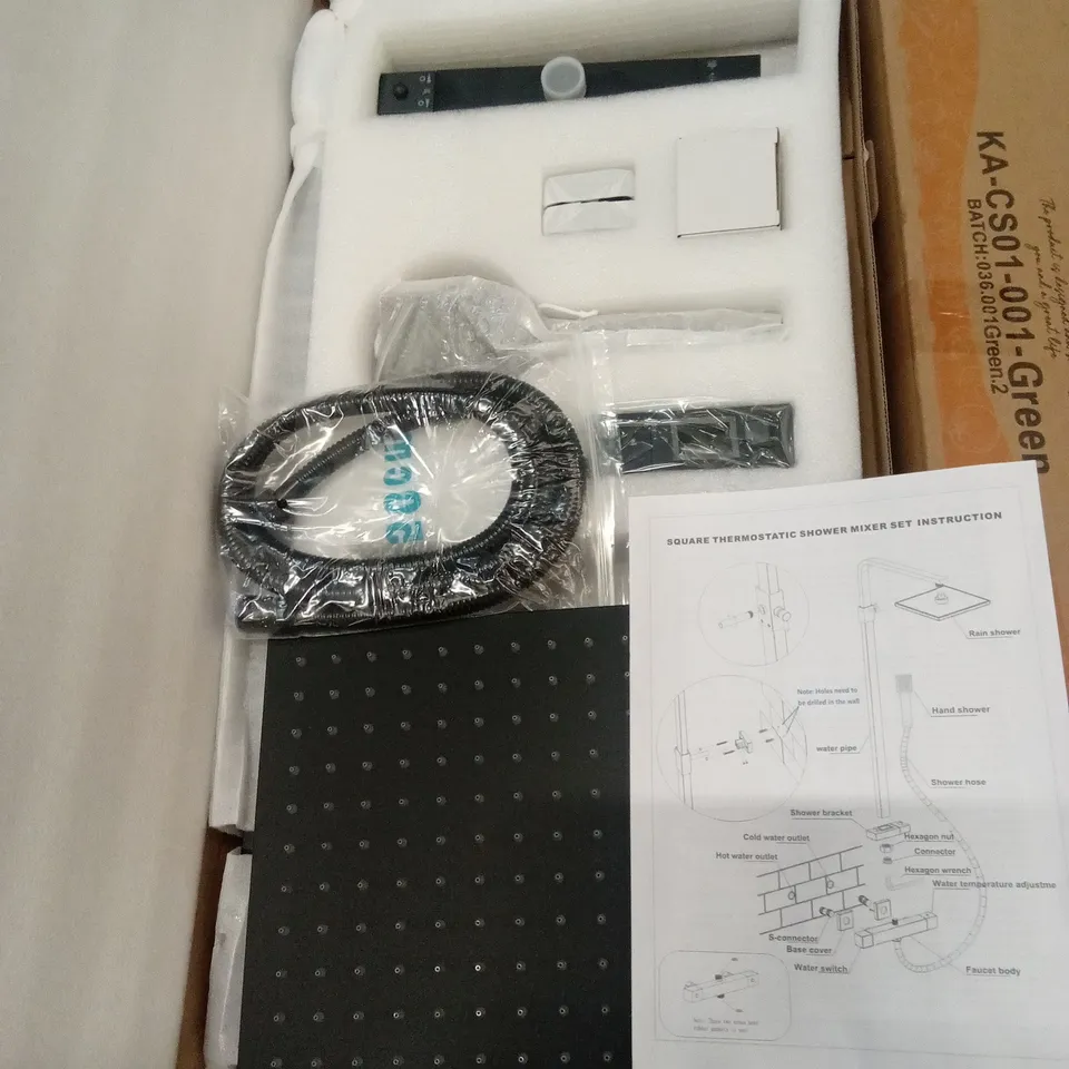 BOXED SQUARE THERMOSTATIC SHOWER MIXER SET - BLACK (1 BOX)