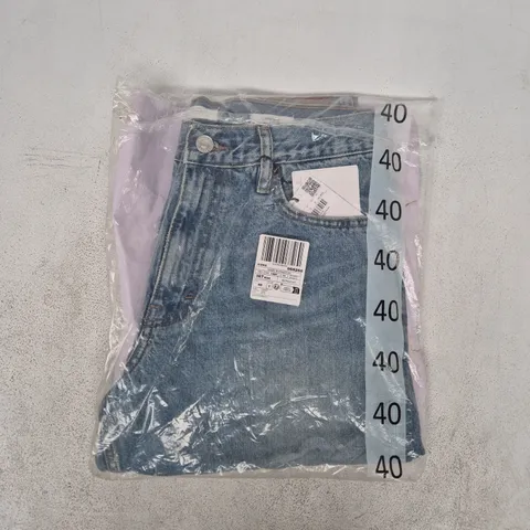 BAGGED MANGO STRAIGHT-FIT DENIM BERMUDA SHORTS IN BLUE SIZE UK 31