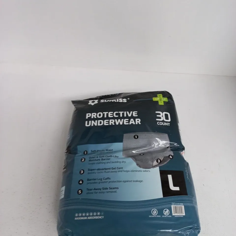 SUNKISS PROTECTIVE UNDERWEAR – LARGE (L), 30 COUNT (ADULT INCONTINENCE)