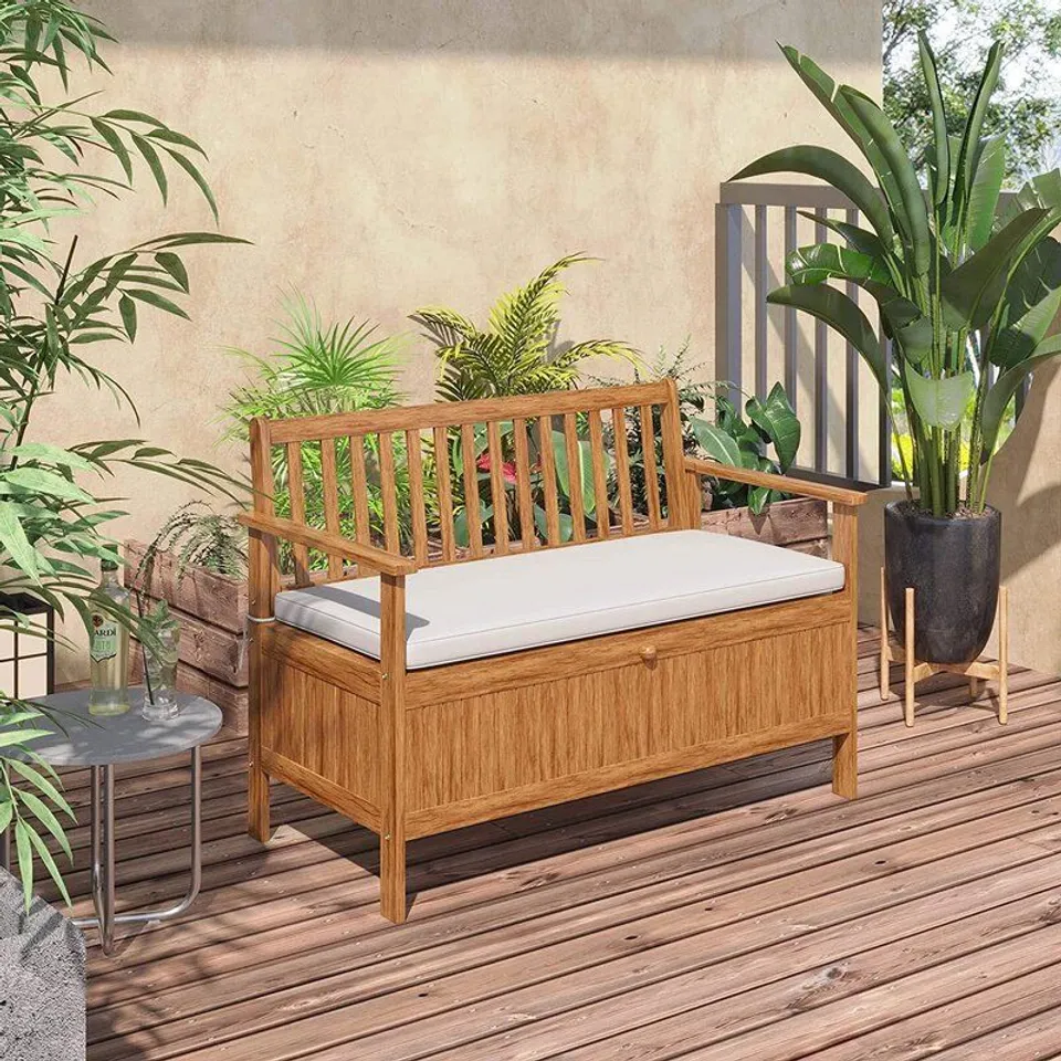 WOODEN STORAGE BENCH 