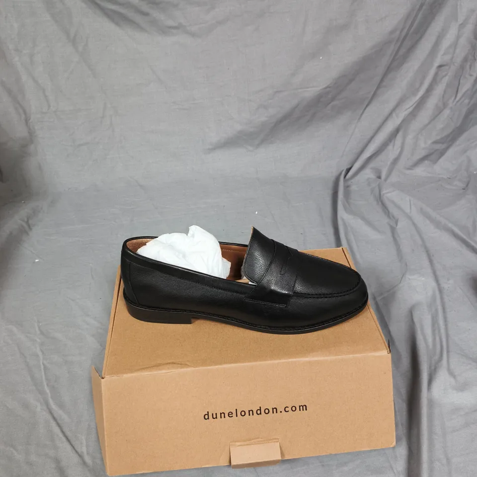 DUNE LONDON BLACK LEATHER PENNY LOAFERS – UK 8 (EU 41)