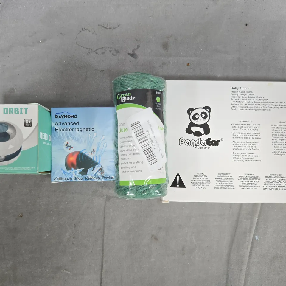 APPROXIMATELY 20 ASSORTED HOUSEHOLD ITEMS TO INCLUDE ANTIFREEZE SNOW REMOVAL DEVICE, BEAD ORBIT, ETC