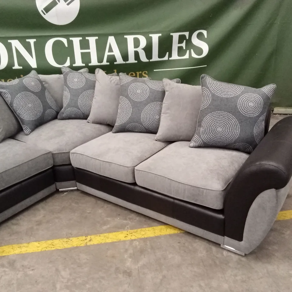 DANUBE FABRIC/FAUX LEATHER CORNER GROUP SOFA RRP £1199