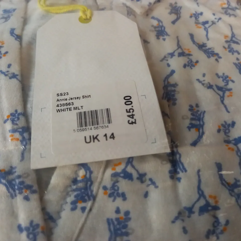 BAGGED WHITE STUFF ANNIE JERSEY SHIRT - UK 14