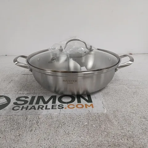 MAXCOOK STAINLESS STEEL DIVIDED POT WITH GLASS LID β SUS304
