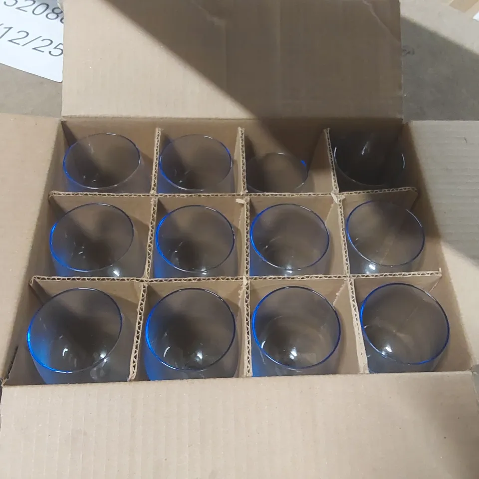 11x BRAND NEW BOXED LIBBEY MONTIBELLO MISTY BLUE BOWL 384ML WINE GLASSES