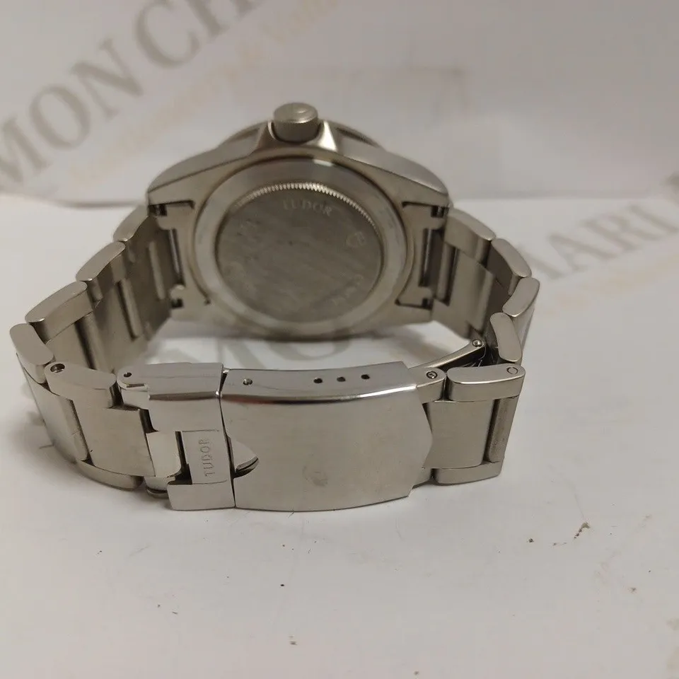 TUDOR GENEVE SILVER WATCH WITH BLUE FACE AND BRACELET STRAP