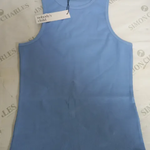 NOBODYS CHILD JERSEY BLUE RACER TANK TOP - UK 10