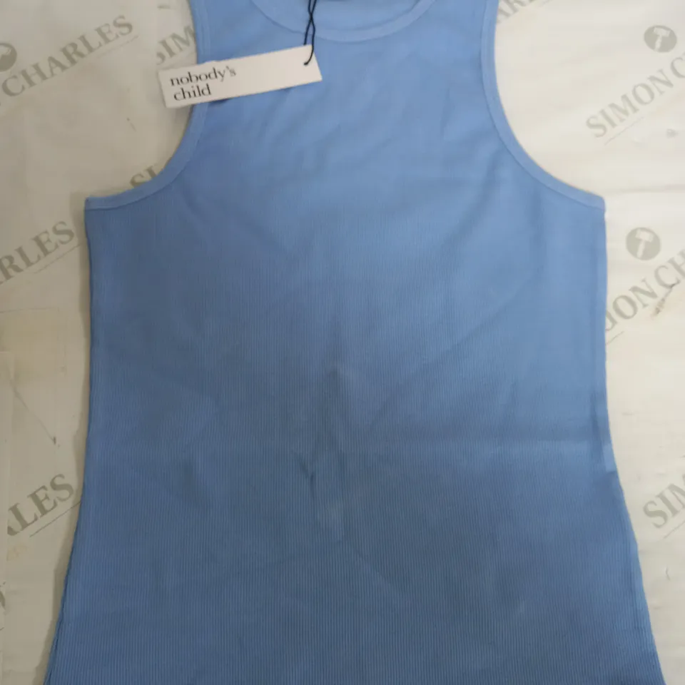 NOBODYS CHILD JERSEY BLUE RACER TANK TOP - UK 10