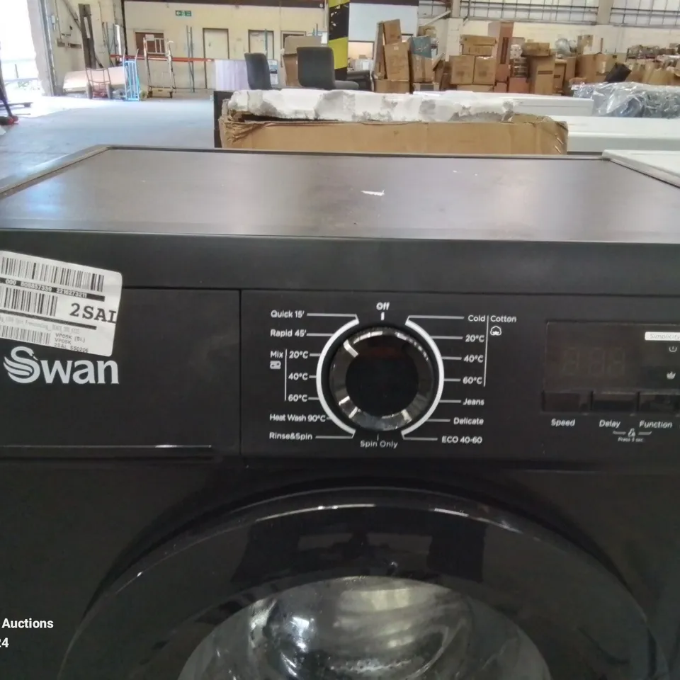 SWAN 7KG 1200 SPIN FREESTANDING WASHING MACHINE IN BLACK
