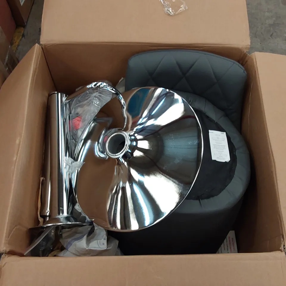 BOXED SET OF 2 FAUX LEATHER BAR STOOLS - GREY (1 BOX)