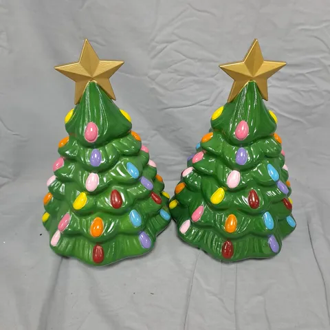 MR CHRISTMAS CERAMIC CHRISTMAS TREE FIGURES – SET OF 2