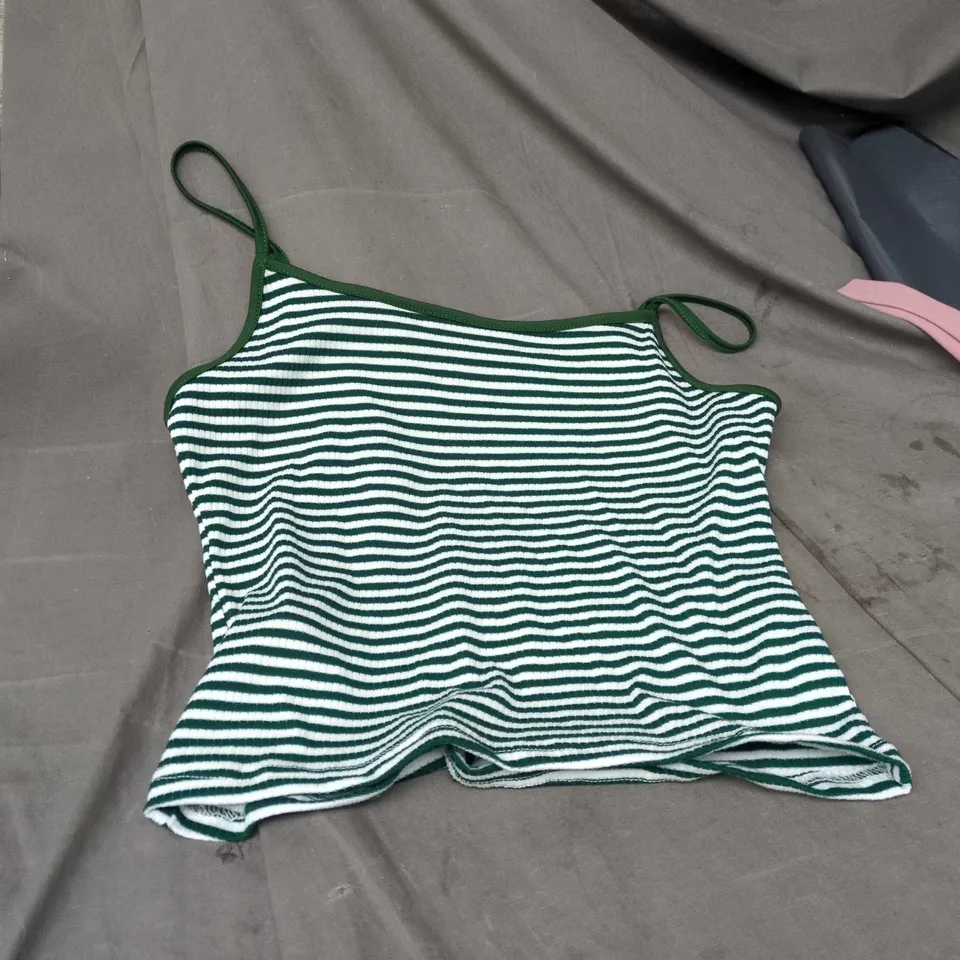 WOMENS DAZY CROPPED VEST GREEN AND WHITE SIZE XL
