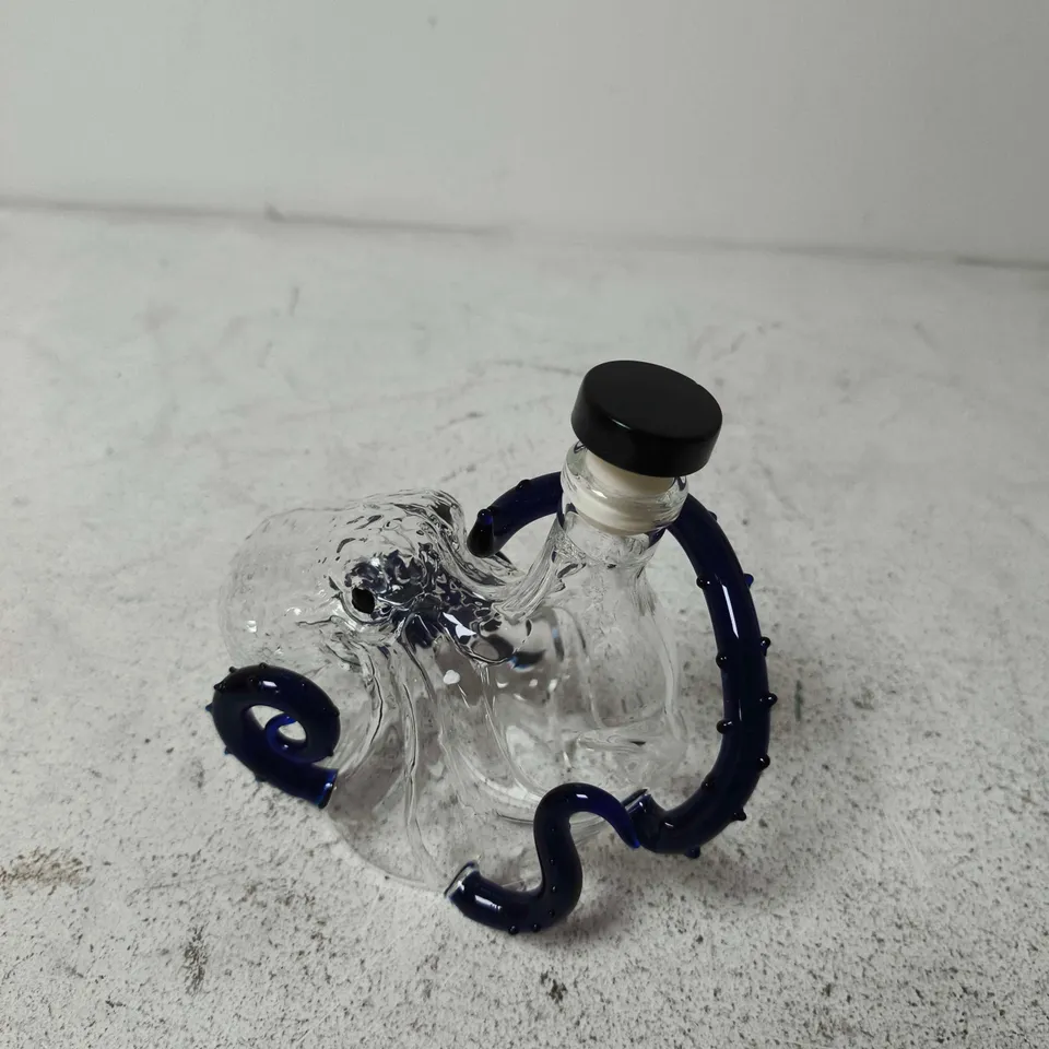 OCTOPUS SHAPED GLASS BOTTLE TRANSPARENT DEEP BLUE LIQUOR BOTTLE