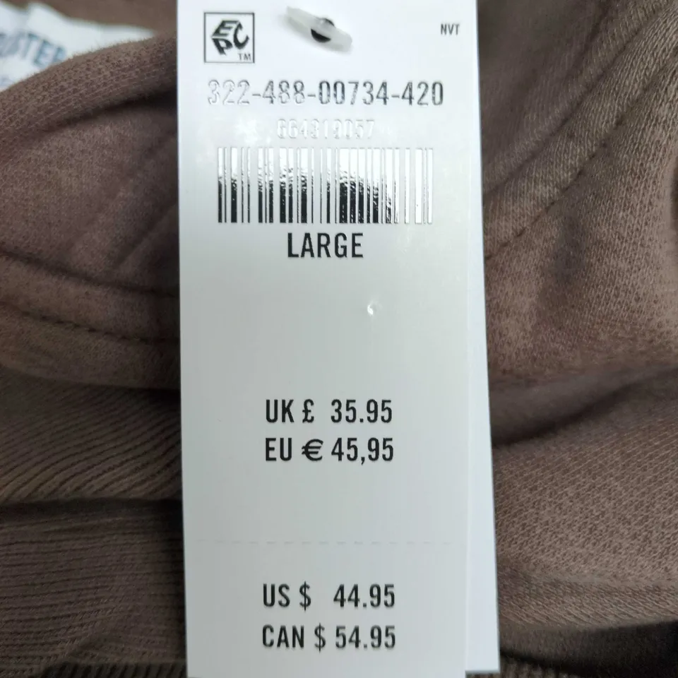 HOLLISTER BOXY FIT ZIP HOODIE – BROWN, SIZE L, MADE IN VIETNAM