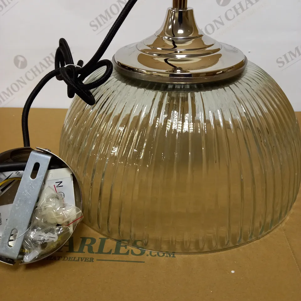 DAR LIGHTING YAMBOL PENDANT POLISHED NICKEL CLEAR GLASS LIGHT FIXTURE