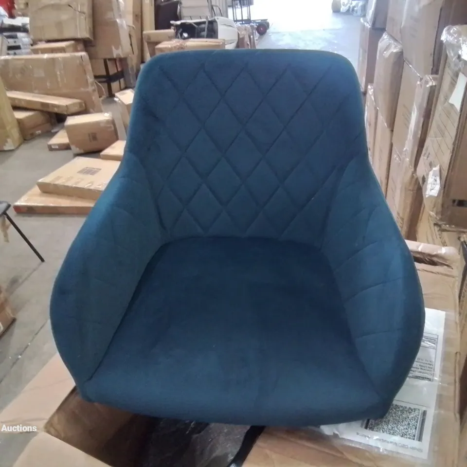 BOXED MOREE SET OF TWO BLUE VELVET DINING CHAIRS