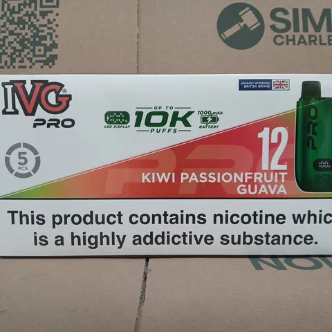 SEALED IVG PRO 12 KIWI PASSIONFRUIT GUAVA VAPES (5PCS)