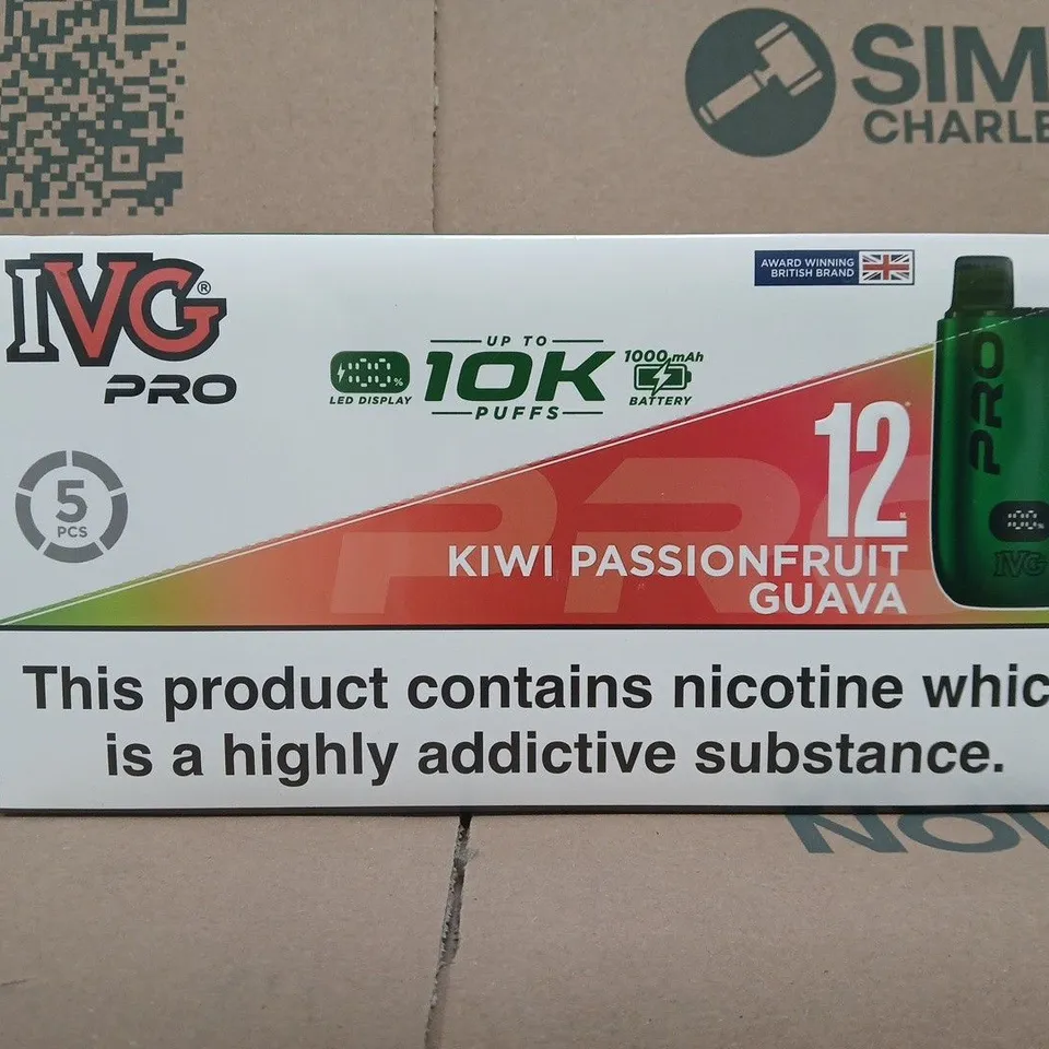SEALED IVG PRO 12 KIWI PASSIONFRUIT GUAVA VAPES (5PCS)