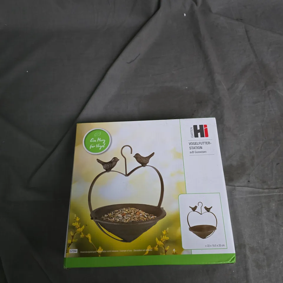 HI GARTEN VOGEL-FUTTERSTATION – CAST IRON BIRD FEEDER, GARDEN ORNAMENT, 22 X 19.5 X 25 CM