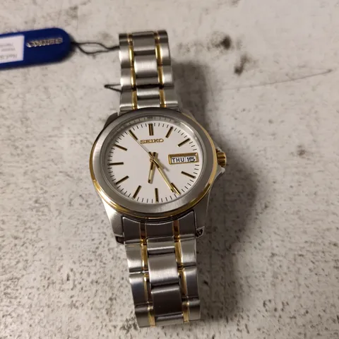 SEIKO WRISTWATCH, TWO-TONE STAINLESS STEEL BRACELET, WHITE DIAL
