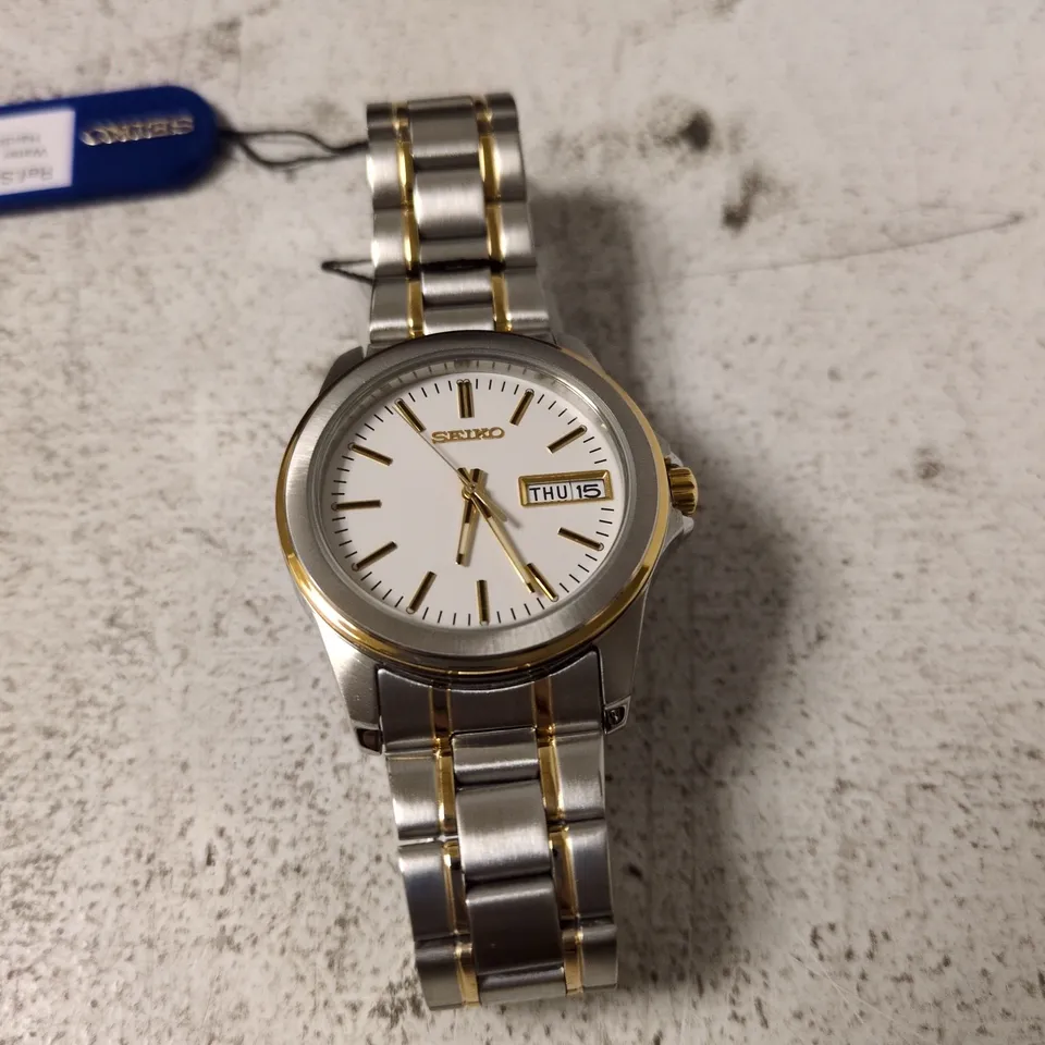 SEIKO WRISTWATCH, TWO-TONE STAINLESS STEEL BRACELET, WHITE DIAL