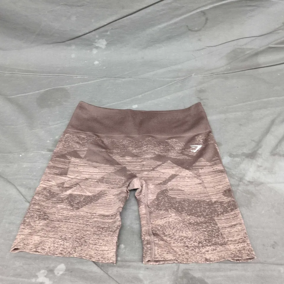 GYMSHARK PATTERNED SHORTS IN BROWN - SIZE UNSPECIFIED