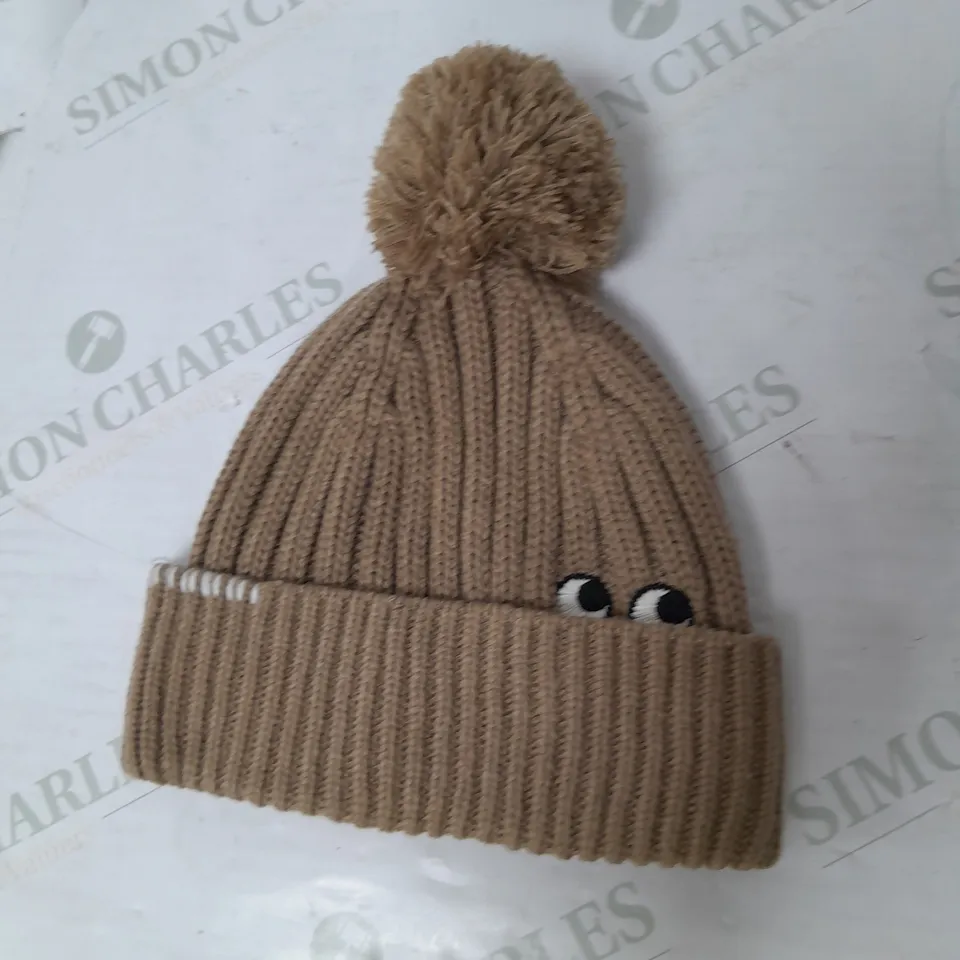 ANYA HINDMARCH POM POM BEANIE IN BROWN