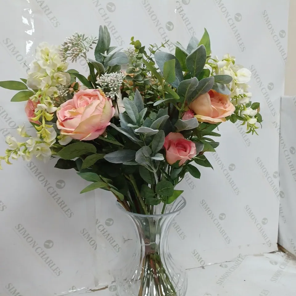 BOXED DECORATIVE FAUX PLANTS WITH GLASS POT 