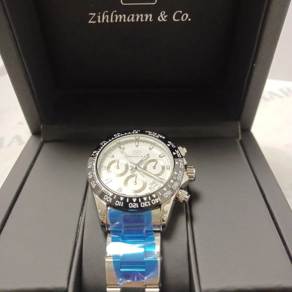 MENS ZIHLMANN & Co Z400 WATCH – CHRONOGRAPH MOVEMENT – SILVER STAINLESS STEEL STRAP