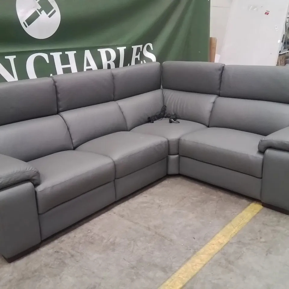QUALITY DESIGNER ITALIAN MADE RICCARDO LEATHER ELECTRIC RECLINER CORNER SOFA