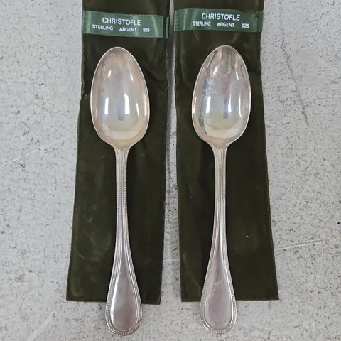 PAIR OF CHRISTOFLE STERLING ARGENT 925 DESSERT SPOONS 