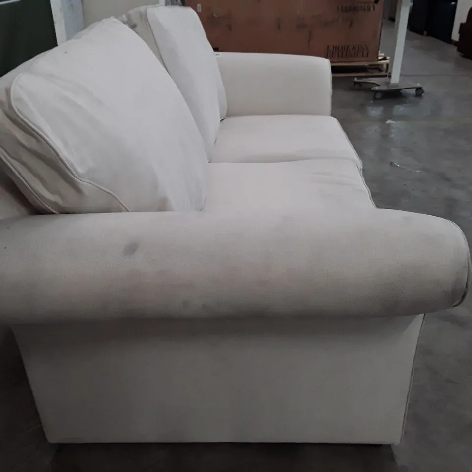 QUALITY DESIGNER 3 SEATER SOFA - WHITE FABRIC