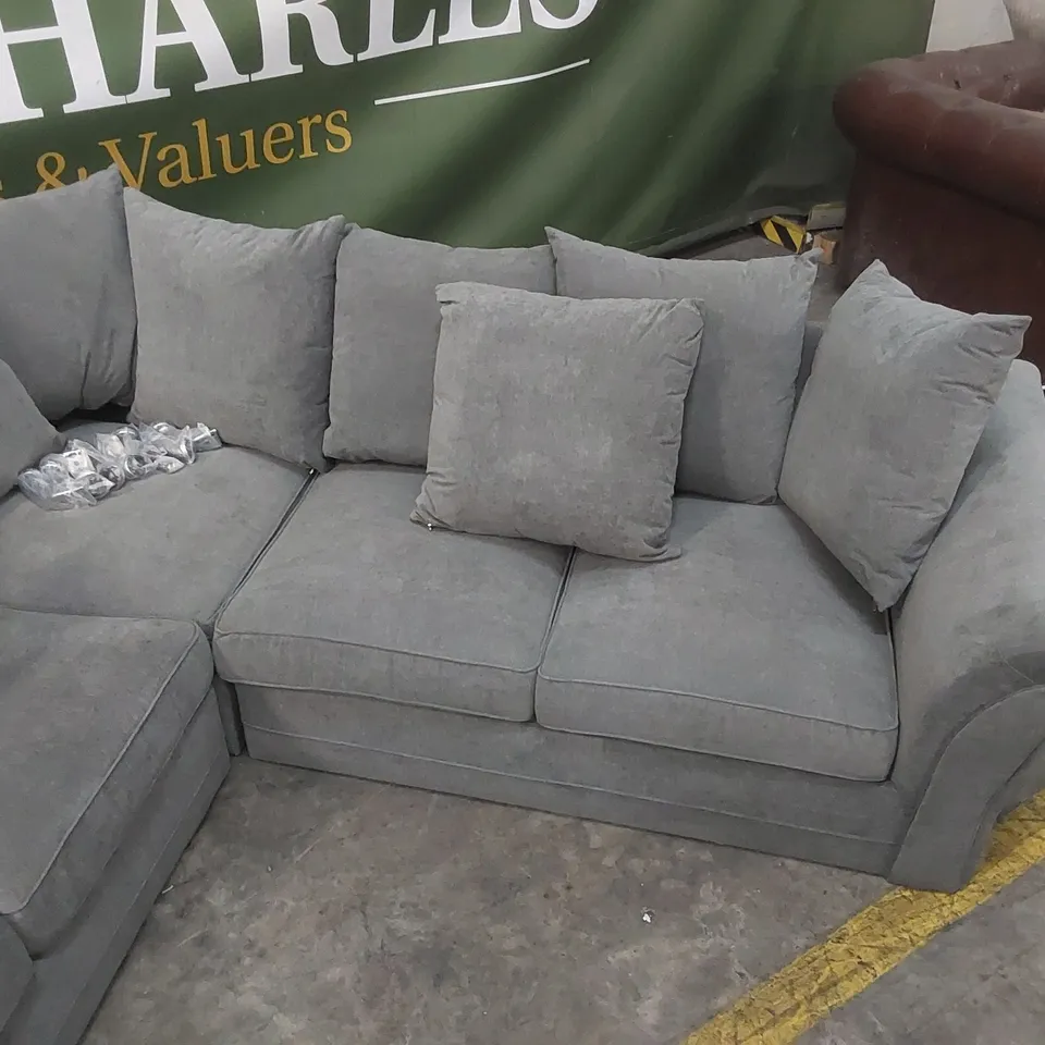 QUALITY DESIGNER DURY DARK GREY FABRIC UPHOLSTERED CORNER GROUP SOFA