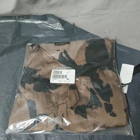 FRANK USHER CROSSOVER DRESS TAUPE/BLACK SIZE SMALL/MEDIUM