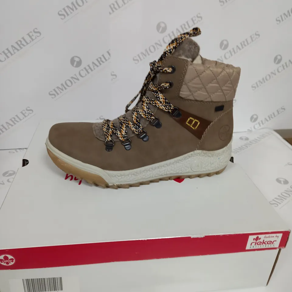 RIEKER TAUPE LACE UP BOOTS - SIZE 6