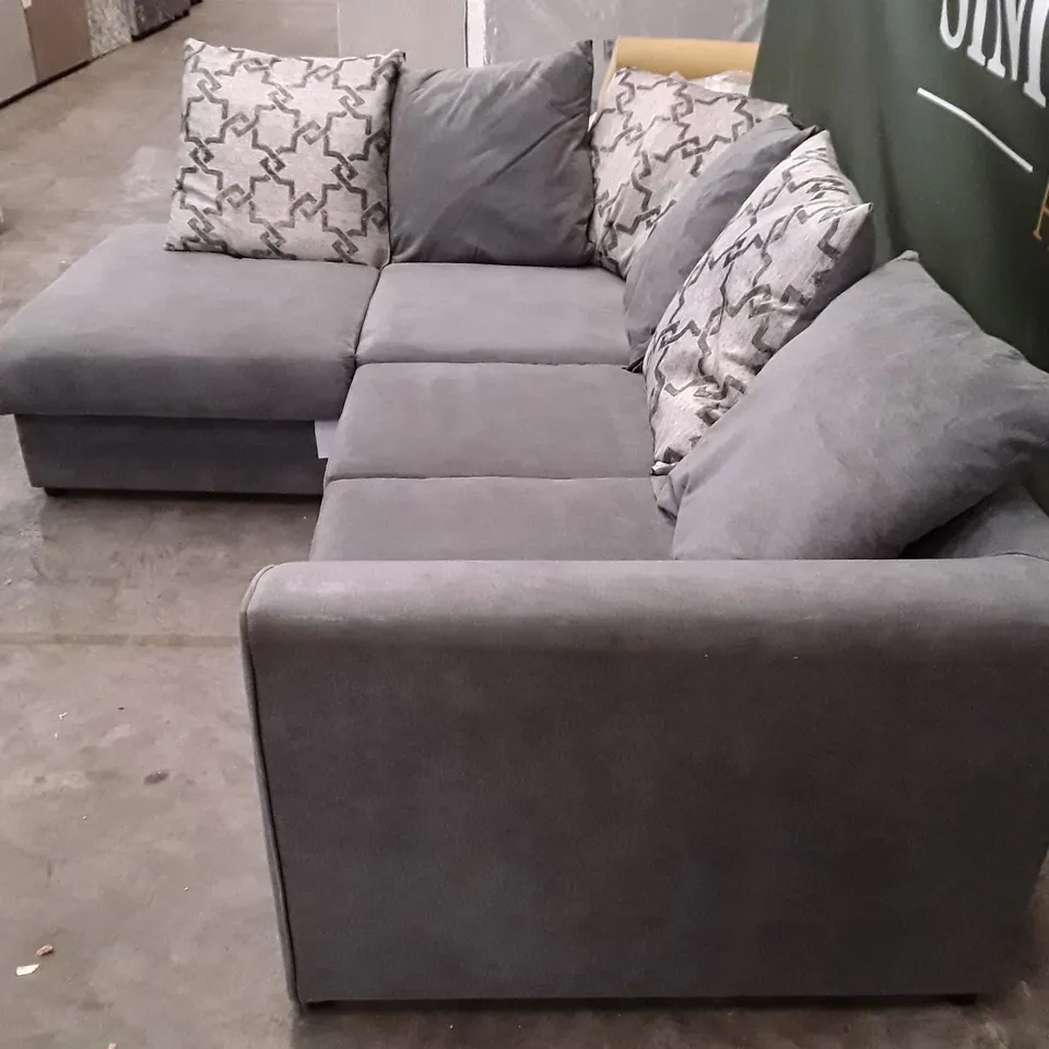 QUALITY DESIGNER CORNER SOFA - GREY FABRIC 