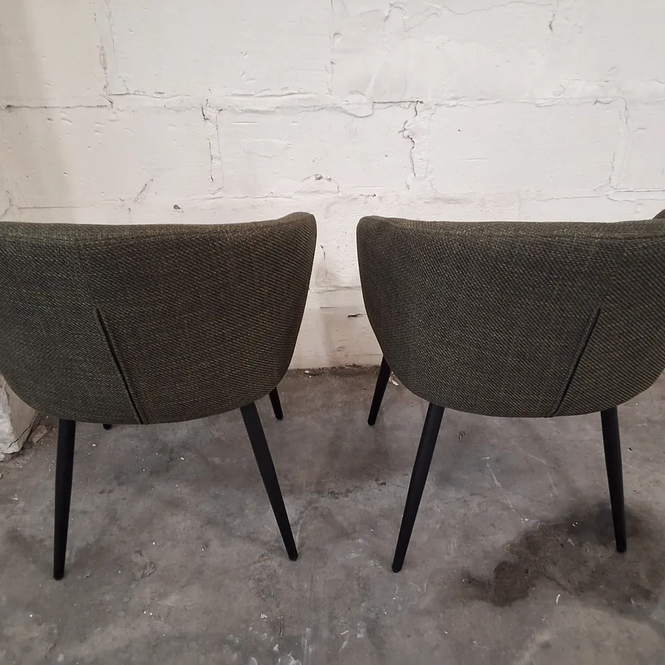 ORONOGO CHUNKY-WEAVE FABRIC UPHOLSTERED DINING CHAIR WITH CROSSED LEGS, SET OF 2