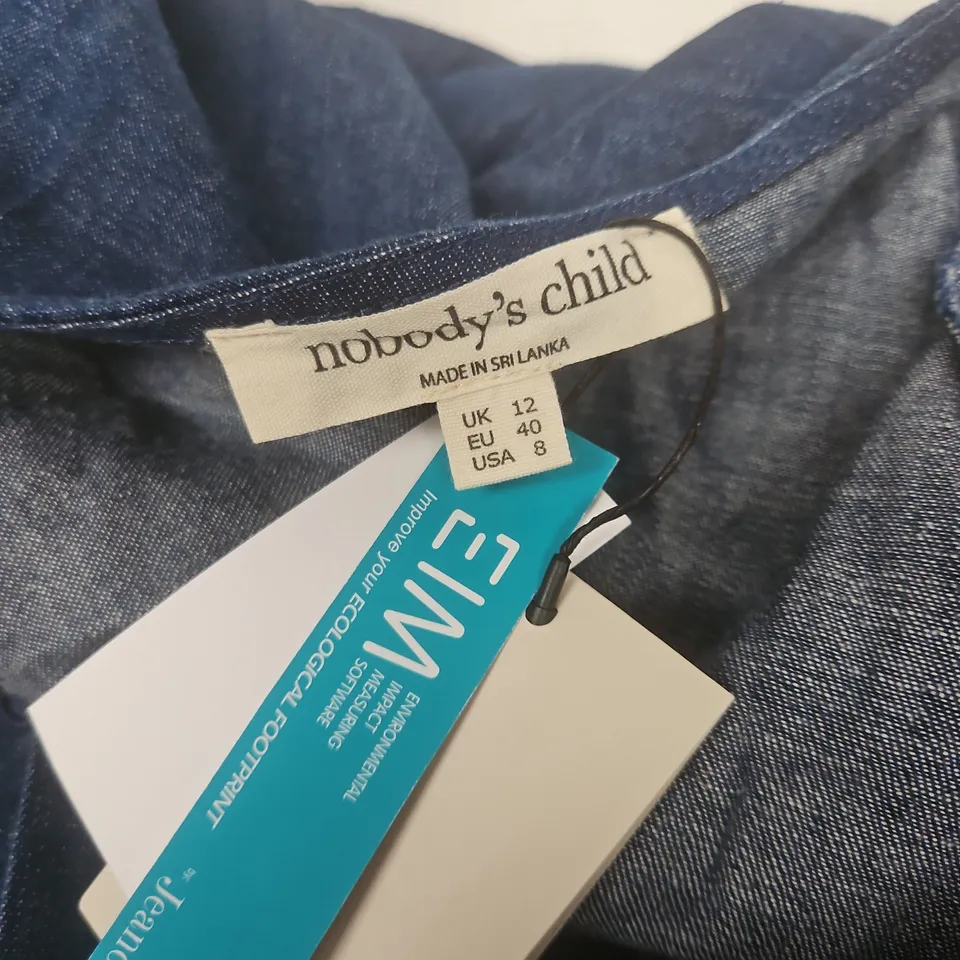 NOBODYS CHILD TULLA MINI DENIM DRESS IN DARK WASH - UK 12