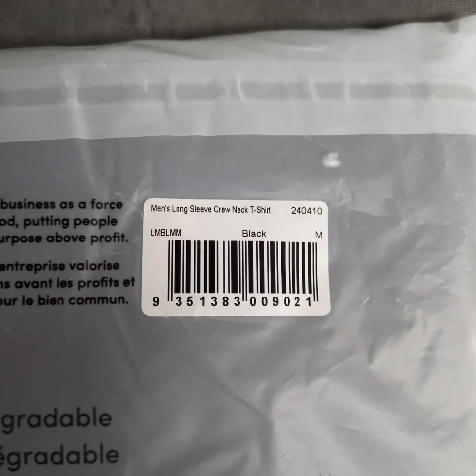 BOODY MEN'S LONG SLEEVE CREW NECK T-SHIRT – BLACK, UK SIZE M