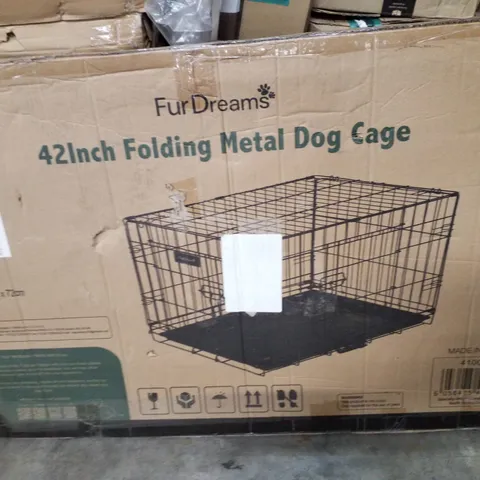 BOXED FURDREAMS 42" FOLDING METAL DOG CAGE