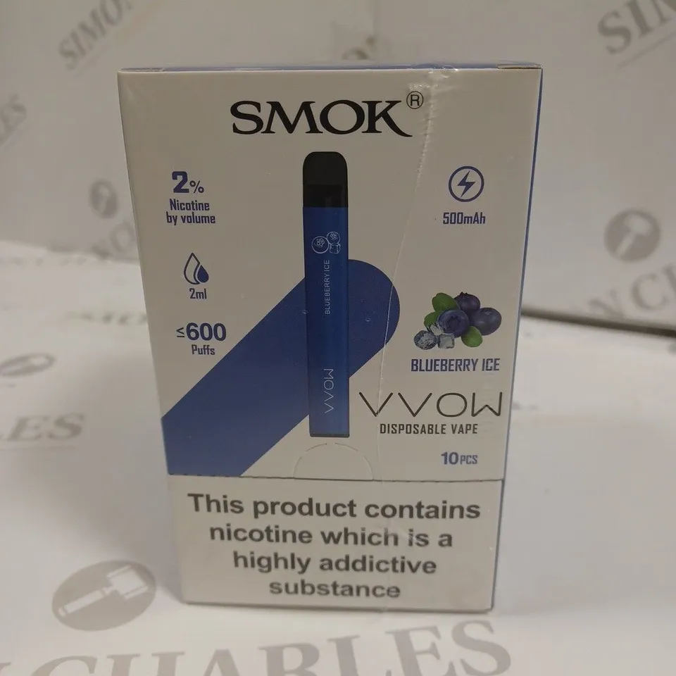SEALED SMOK VVOW 10-PACK OF DISPOSABLE VAPES - BLUEBERRY ICE